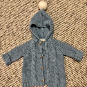 Blue Knit Baby Cardigan with Hood